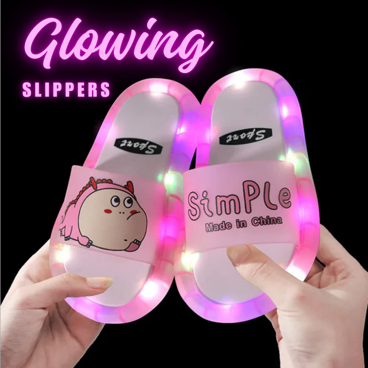 Glowing Cartoon Dinosaur Slippers